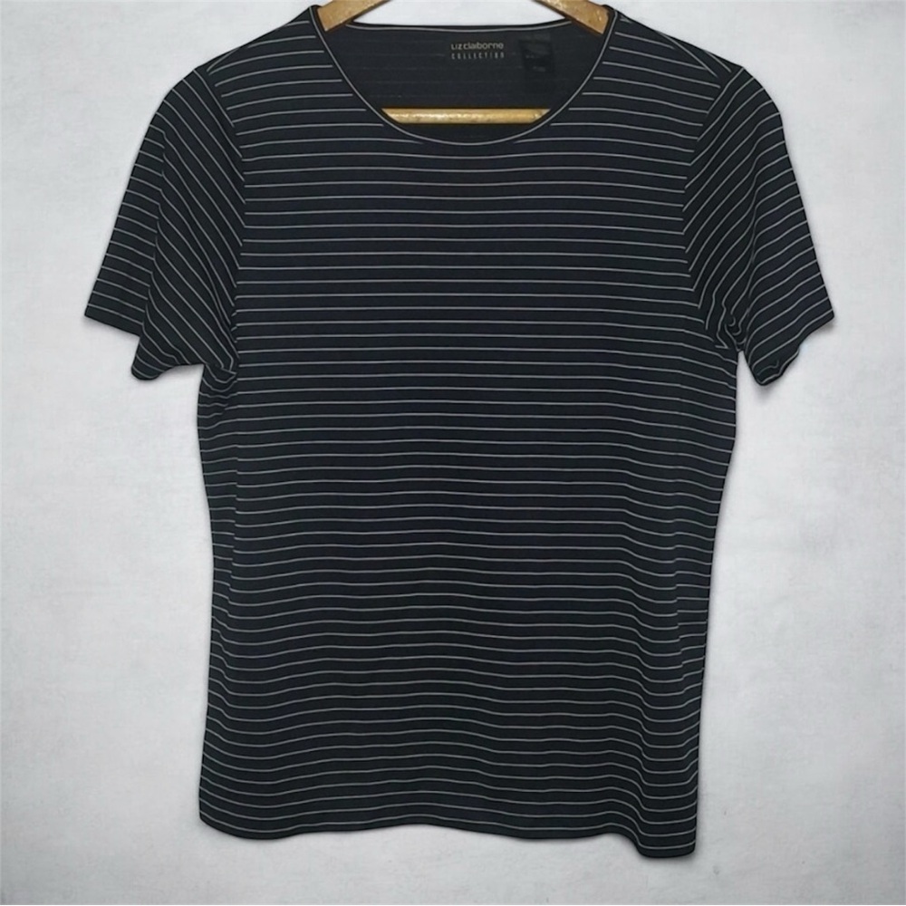 Liz Claiborne Collection top women's size large striped Stripes Horizontal Lines